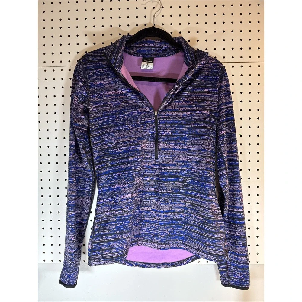 Nike Pro Blue Purple Dri-Fit Half-Zip Thumbholes Pullover Women's‎ M